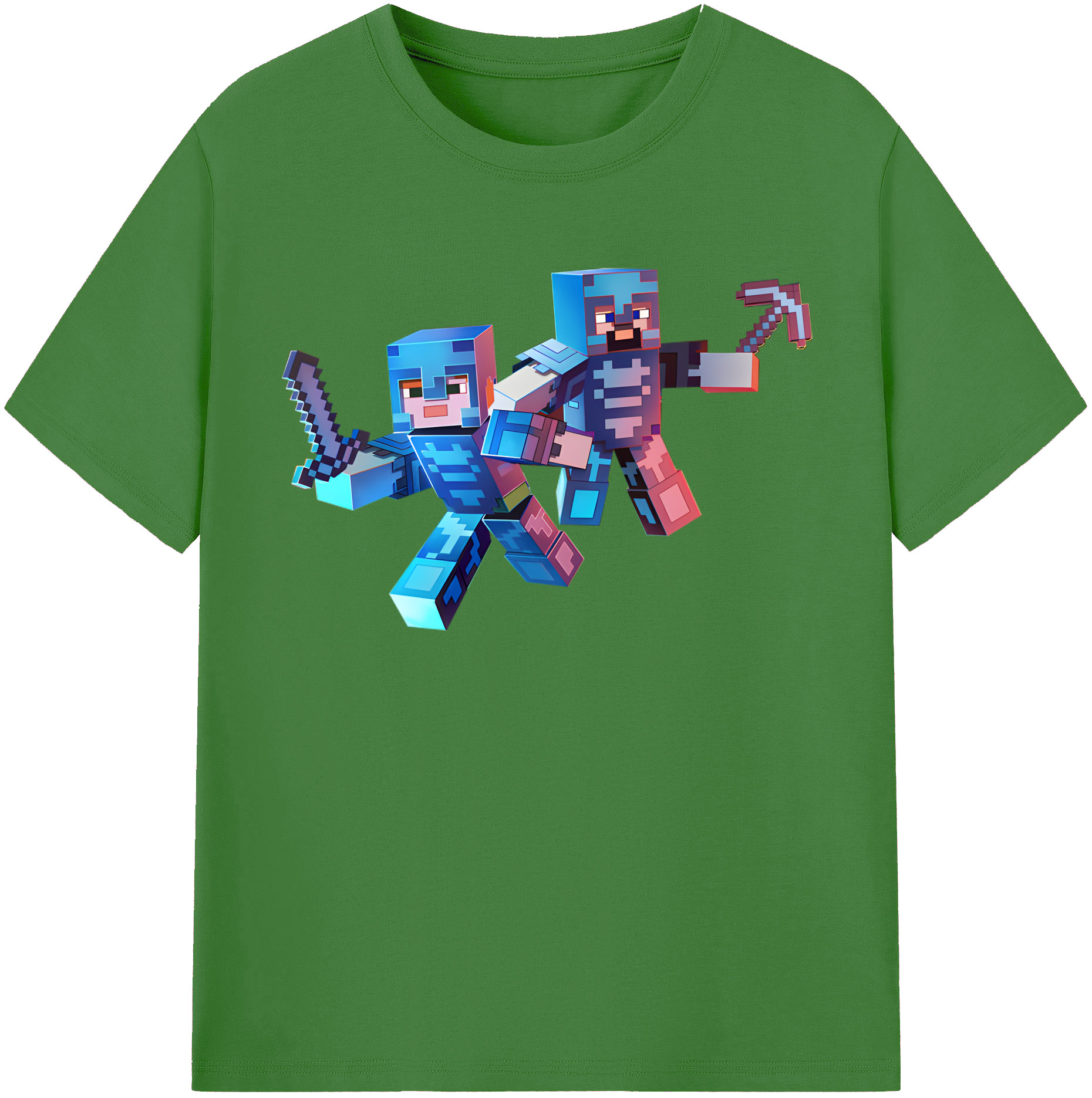 （画像用） マインクラフト ブロックの世界 Minecraft MC Block world レディースカジュアルプリントTシャツ（綿100％）